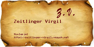 Zeitlinger Virgil névjegykártya